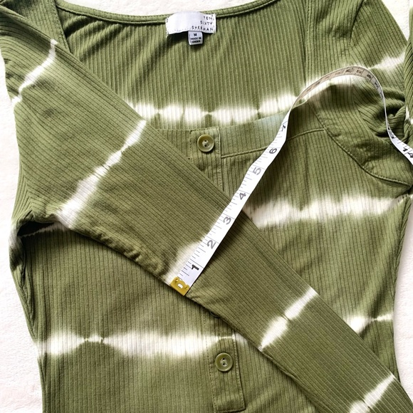 Ten Sixty Sherman Women’s Olive Green Tie Dye Square Neckline Body Suit - Picture 14 of 16